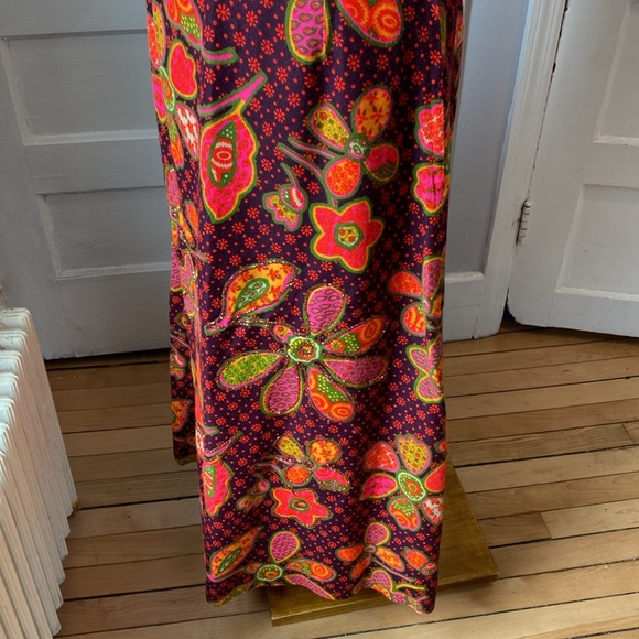 Vintage Malbe Floral Neon Mod Maxi Skirt, Size 15/16 - Picture 11 of 17